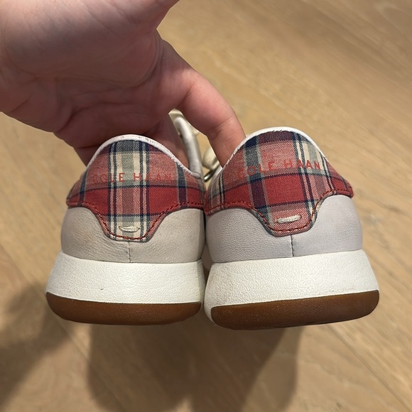 Cole Haan Tennis Fashion Sneaker Leather Plaid Lace Up Mens 8.5 Grandpro Gray - Picture 5 of 11
